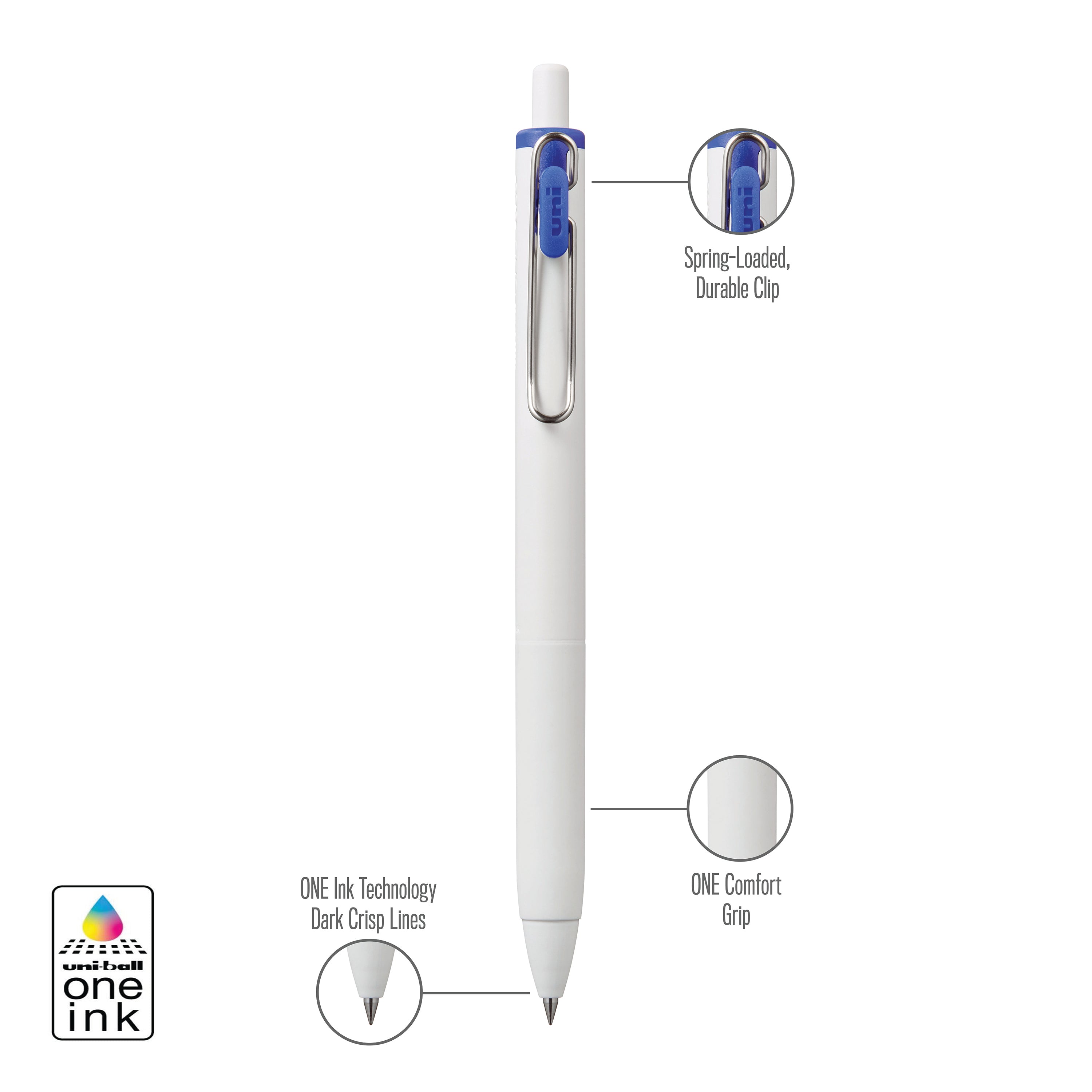 uniball™ ONE, Gel Pen, White Barrel