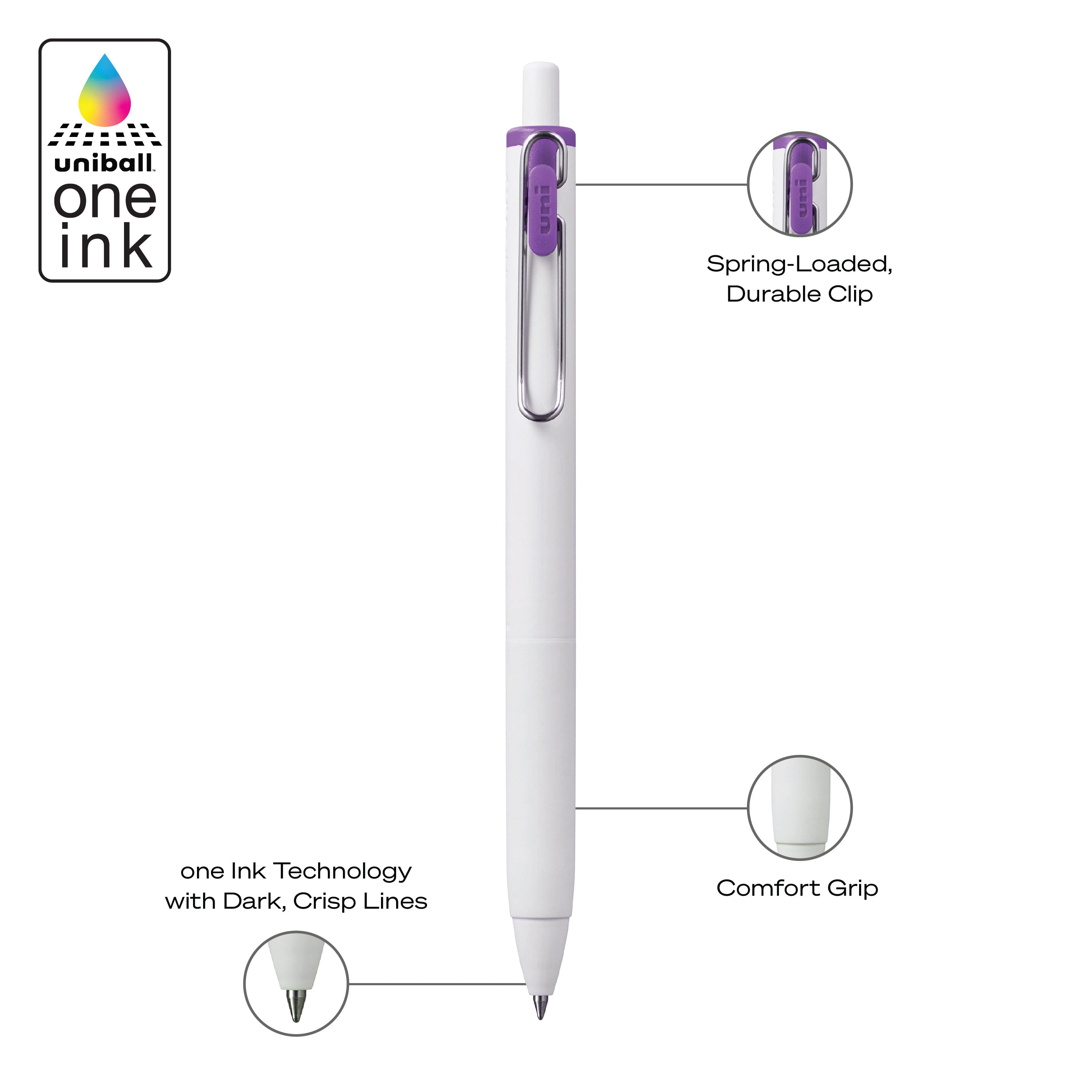 uniball™ ONE, Gel Pen, White Barrel