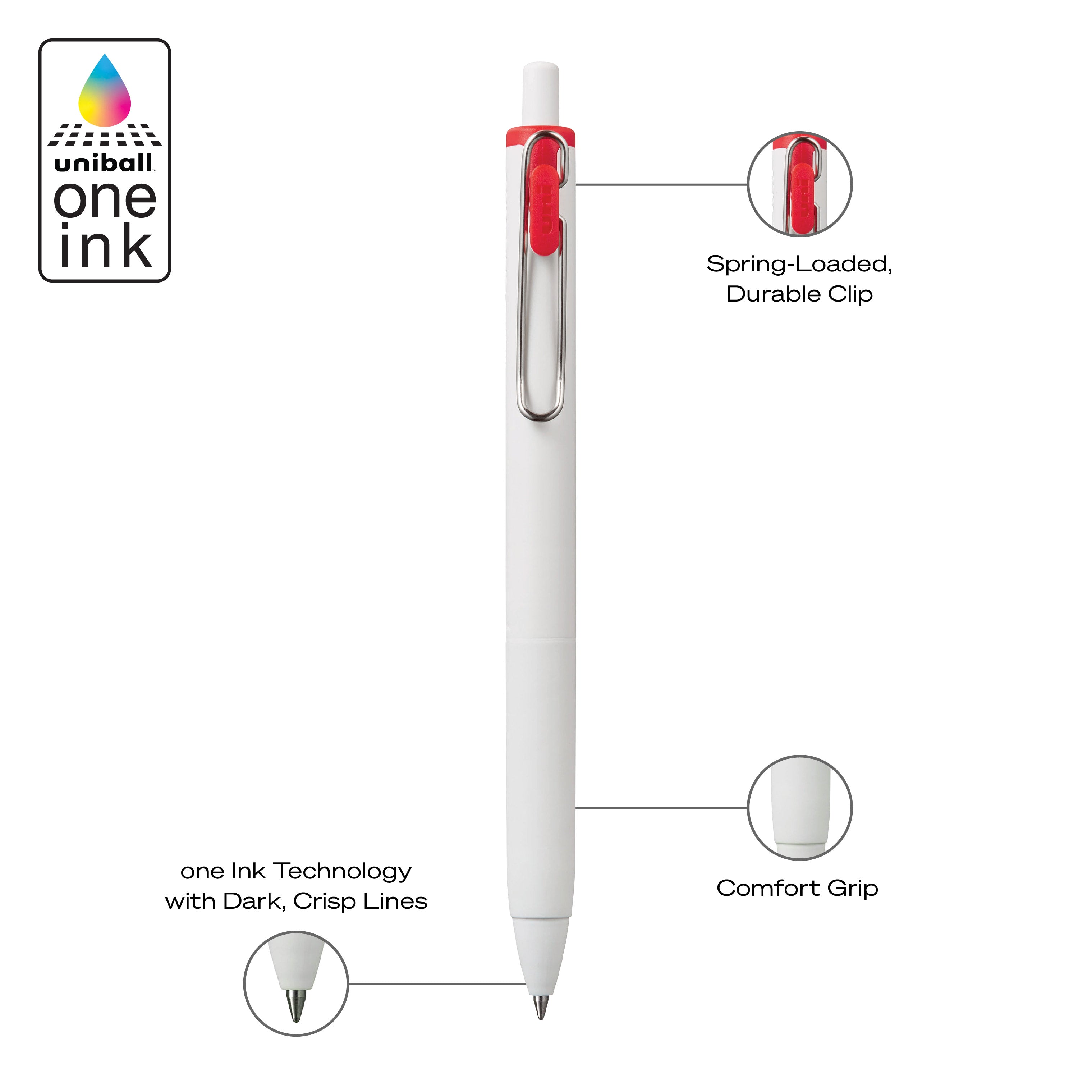 uniball™ ONE, Gel Pen, White Barrel