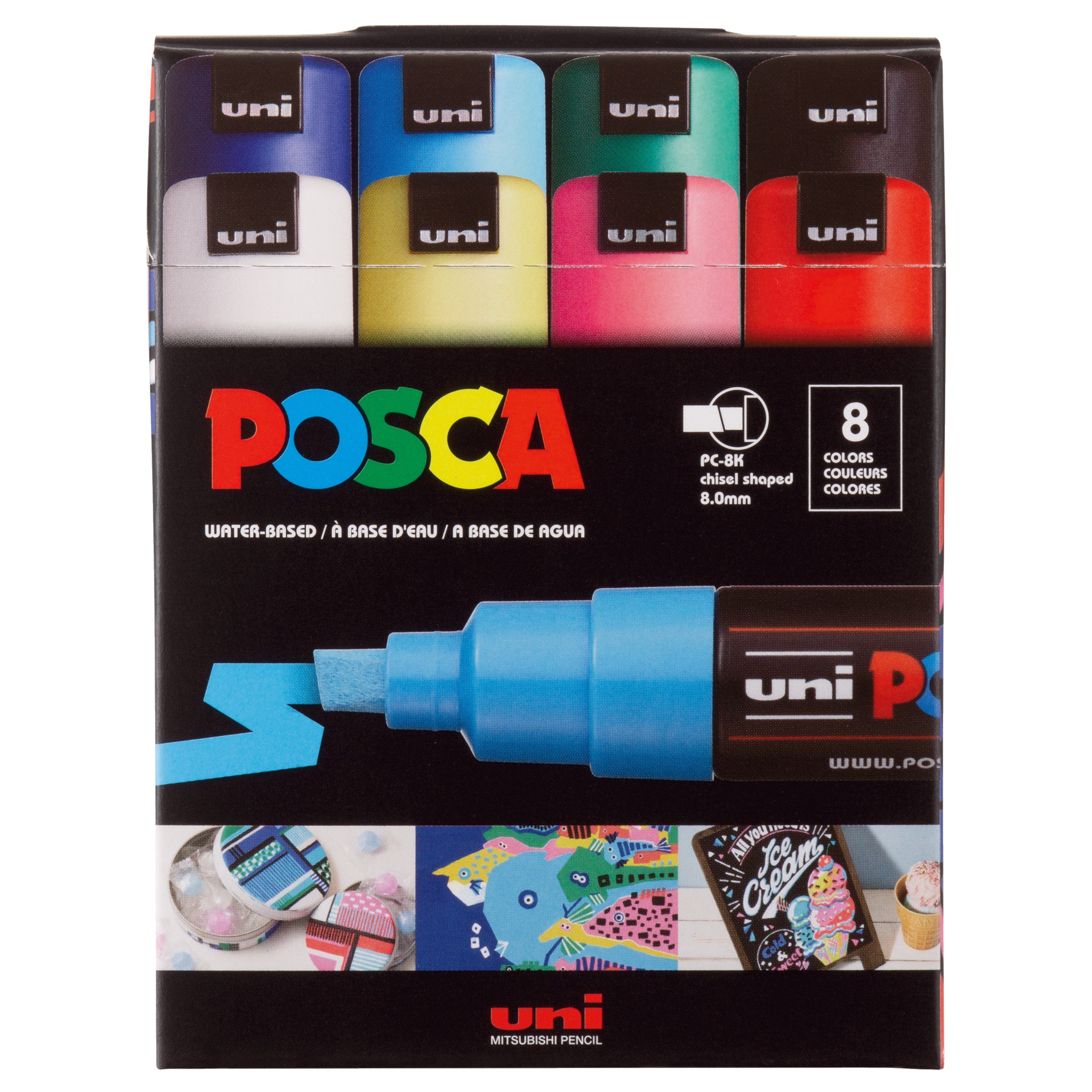 uni® POSCA® PC-8K, Water-Based Paint Markers (8 Pack)
