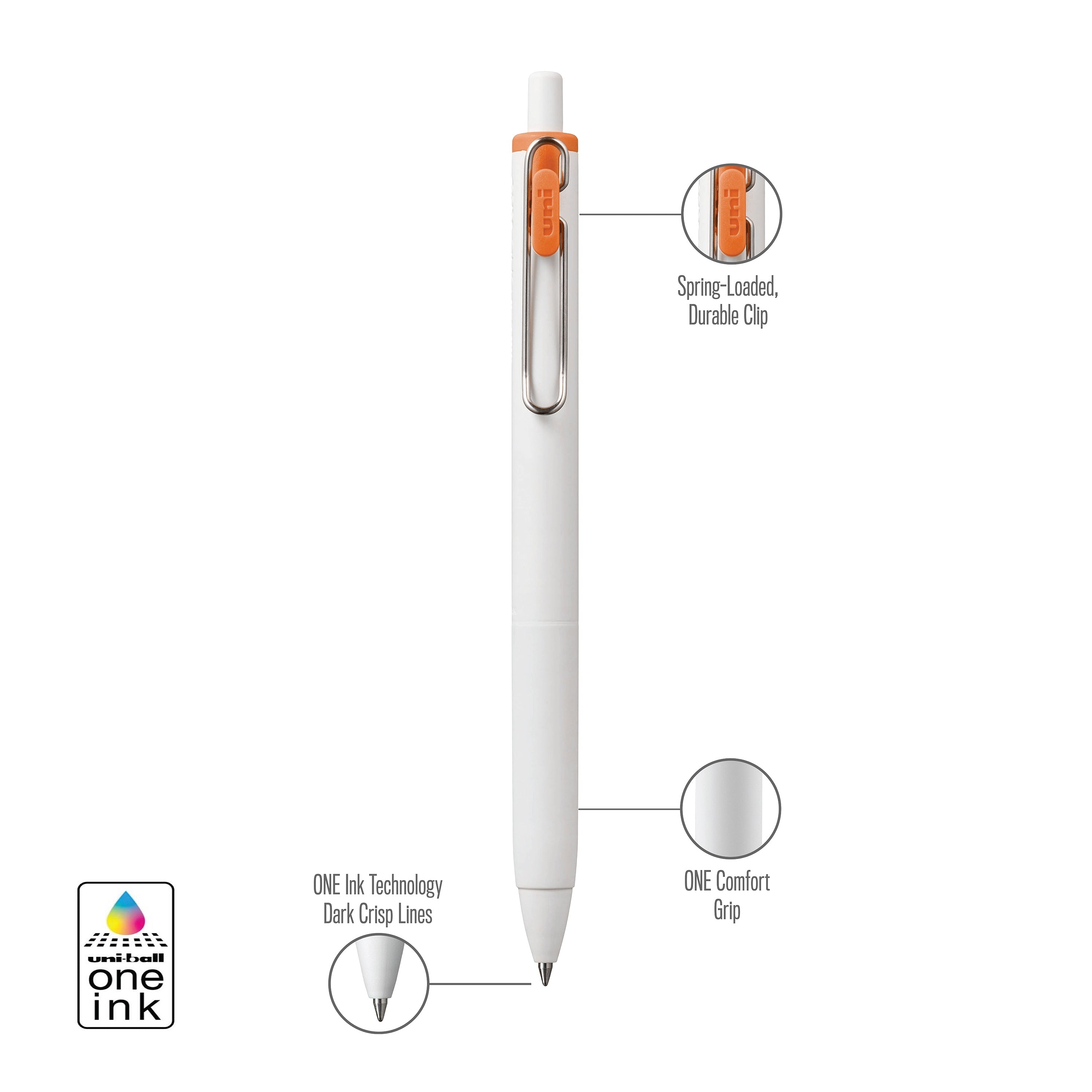 uniball™ ONE, Gel Pen, White Barrel