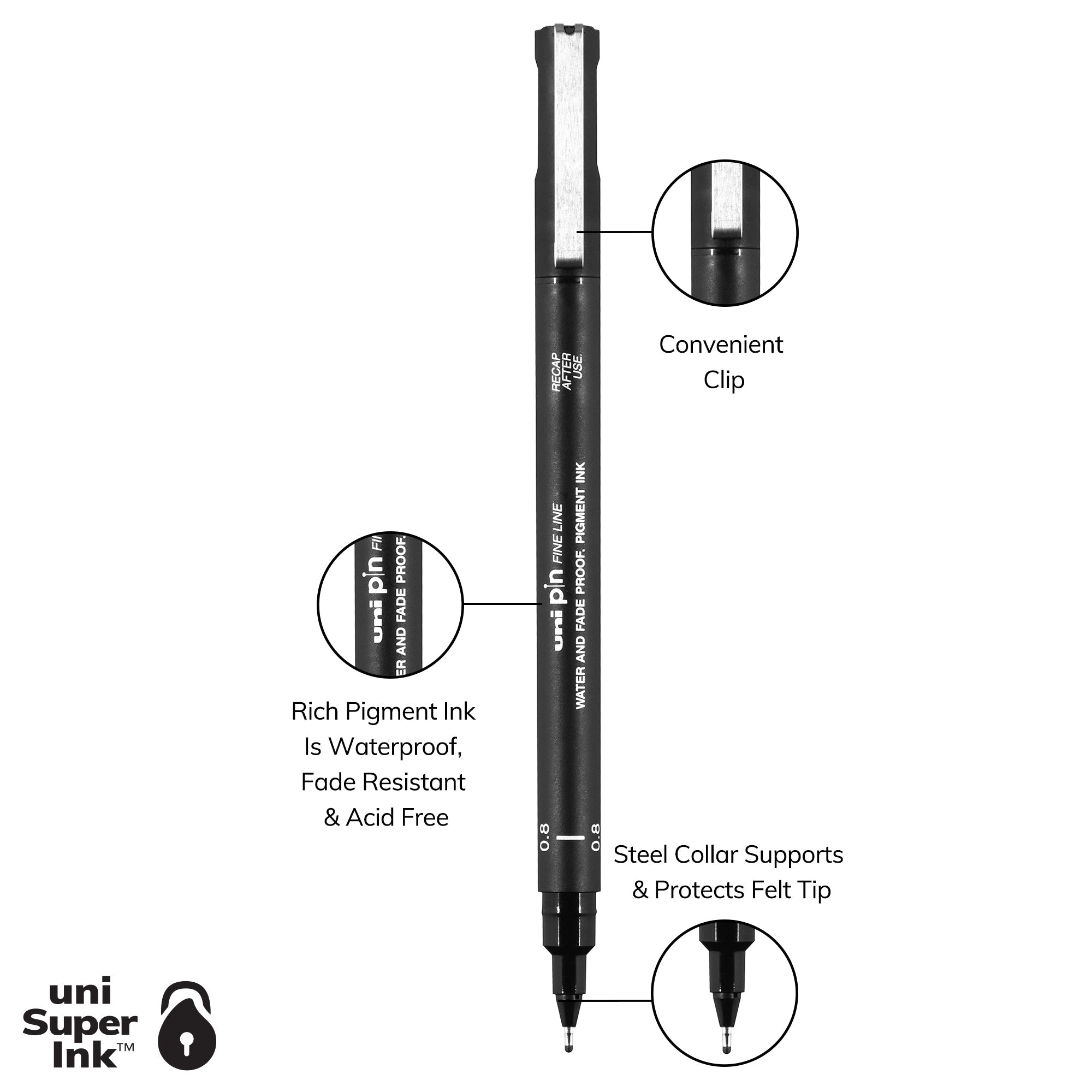 uni® Pin, Fine Line Drawing Pen 0.8 mm