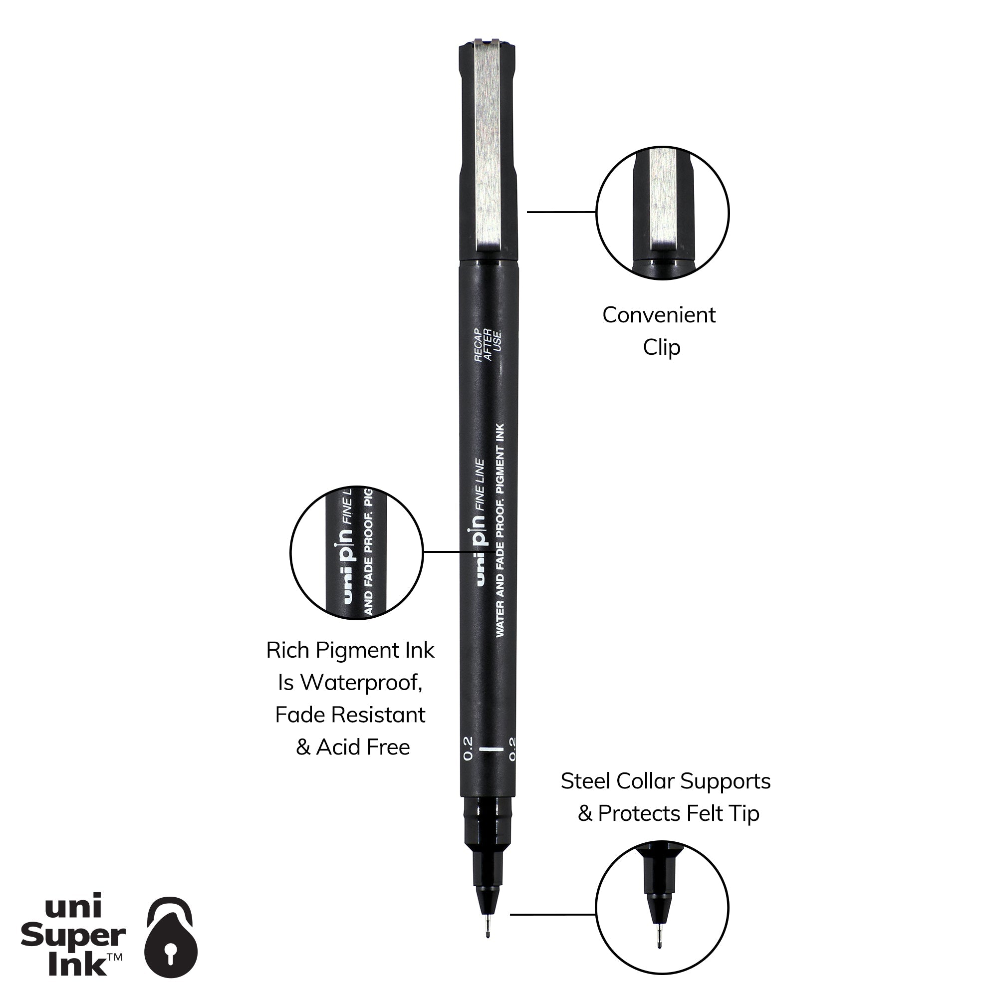 uni® Pin, Fine Line Drawing Pen 0.2 mm