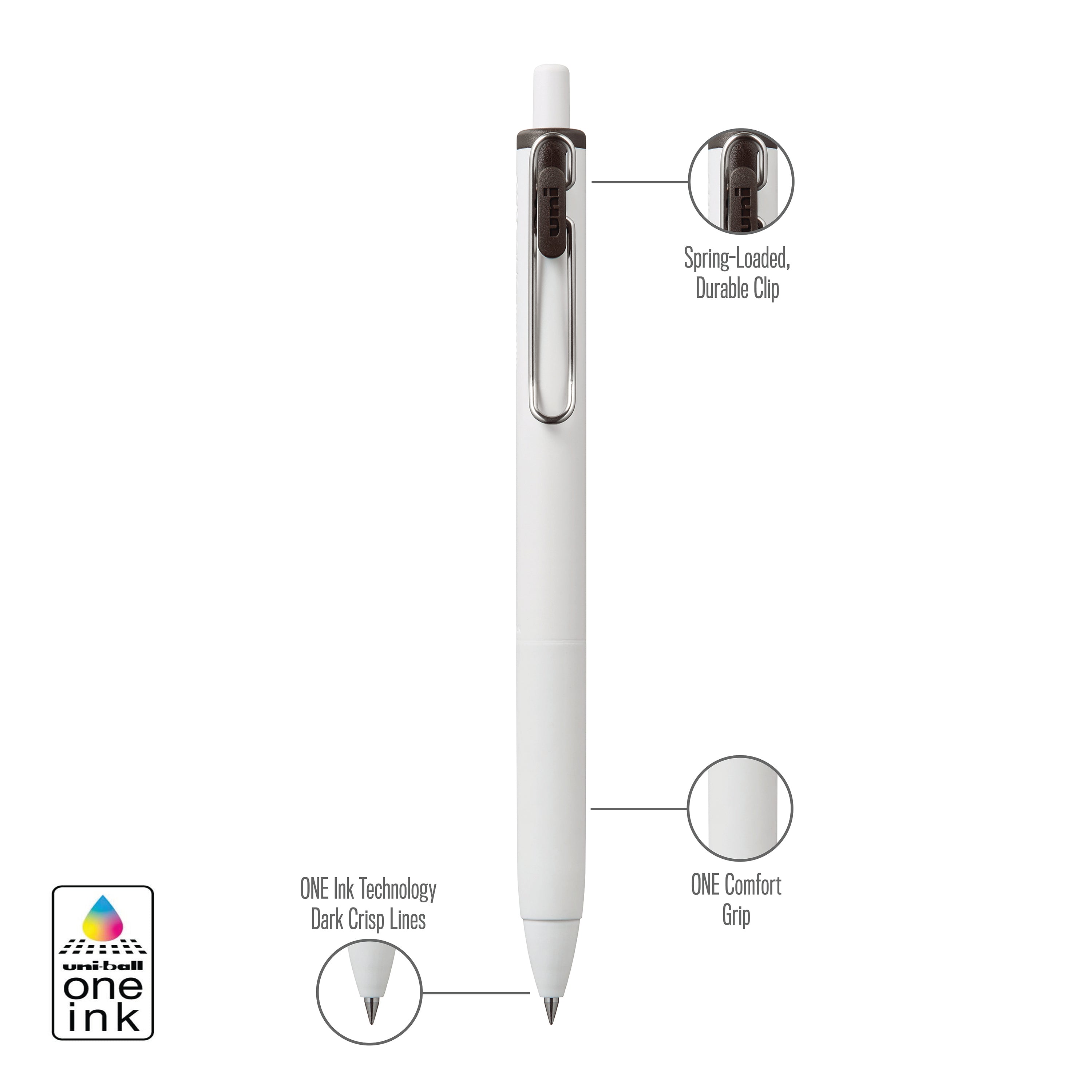 uniball™ ONE, Gel Pen, White Barrel