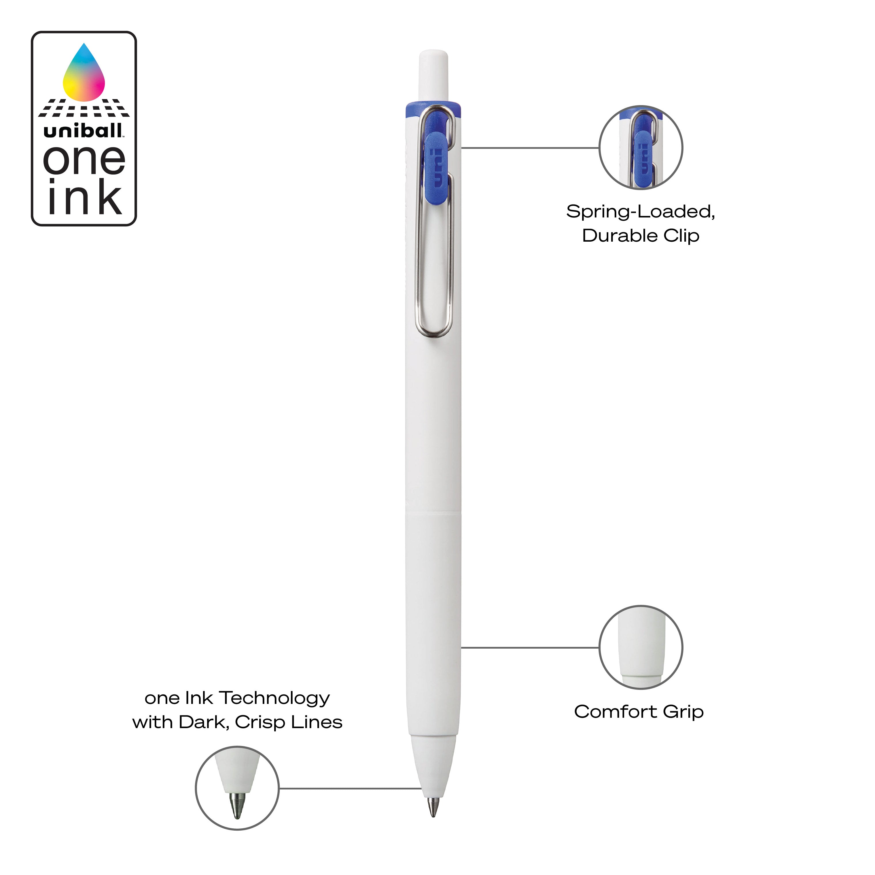 uniball™ ONE, Gel Pen, White Barrel